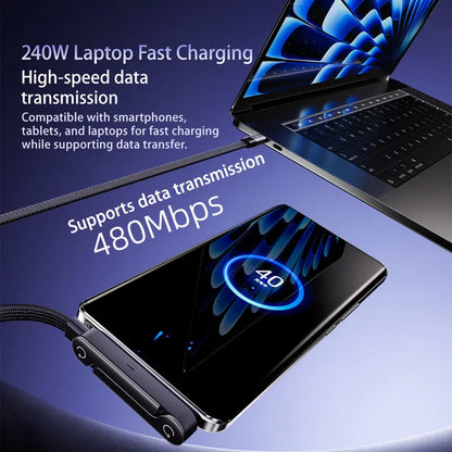 Fast Charging Foldable Phone Stand With 360° Rotating Charging Data Cable 2-in-1 For iPhone 7 8 Plus 11 12 13 14 Pro max
